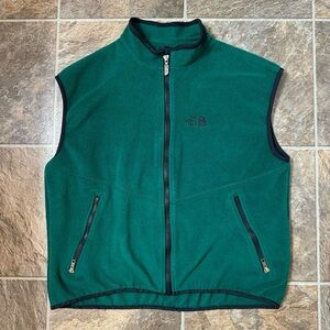 The North Face Men's Size Large Green Fleece Zip Up Vest Made In USA Vintage